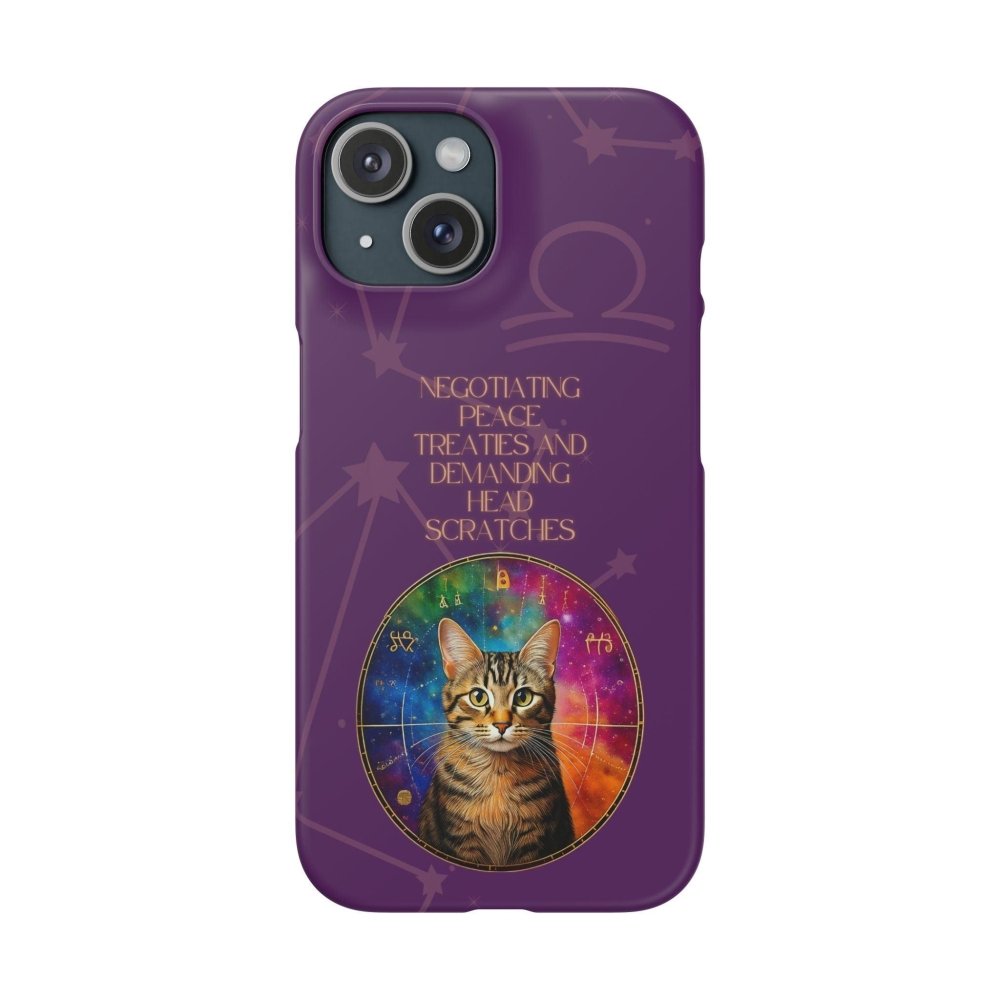 Funny Astrology Cat Phone Case – “Peace Treaties & Head Scratches” – Cosmic Cat Lover Gift - Love From Snowy Shop