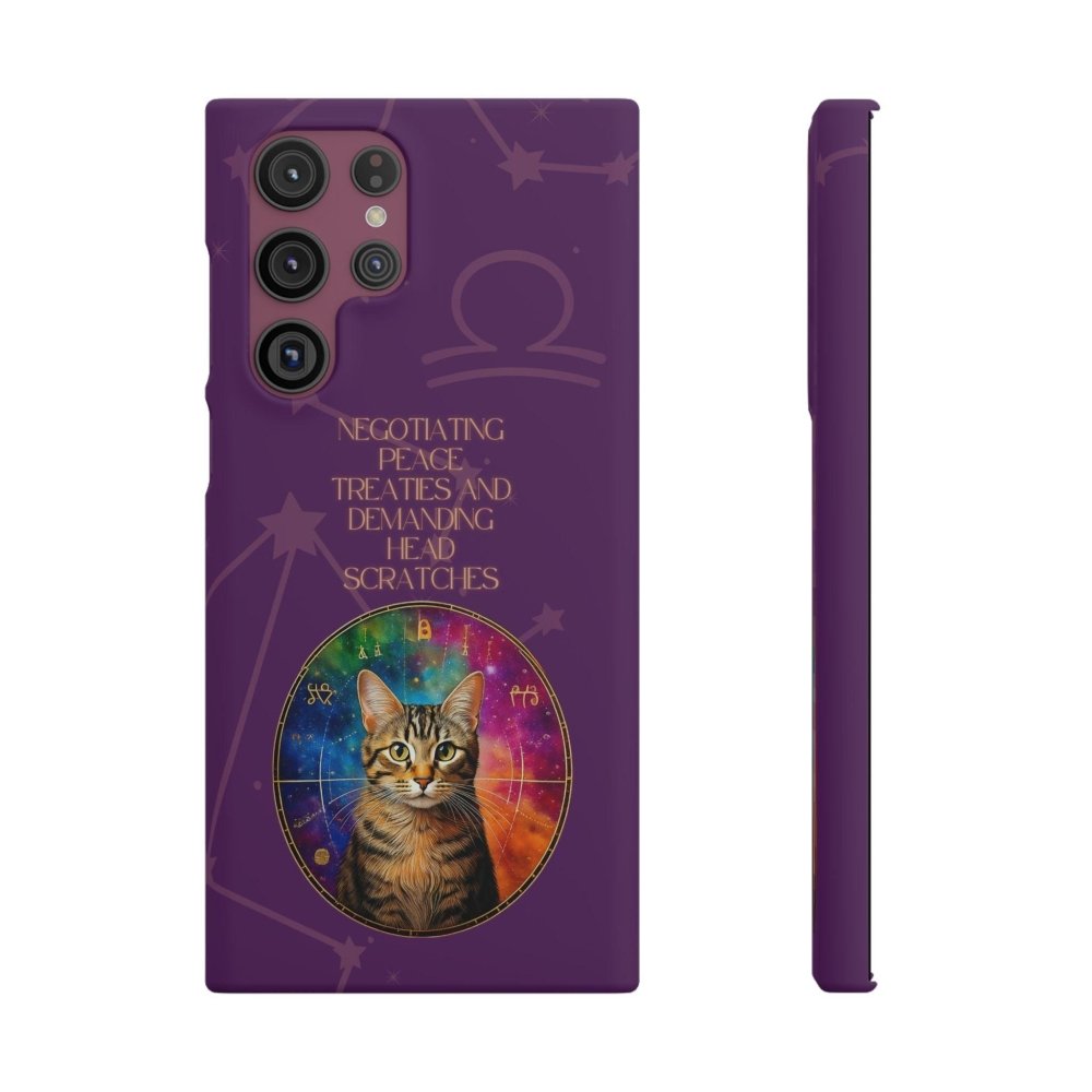 Funny Astrology Cat Phone Case – “Peace Treaties & Head Scratches” – Cosmic Cat Lover Gift - Love From Snowy Shop