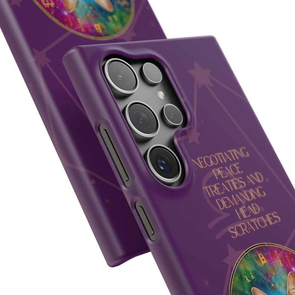 Funny Astrology Cat Phone Case – “Peace Treaties & Head Scratches” – Cosmic Cat Lover Gift - Love From Snowy Shop