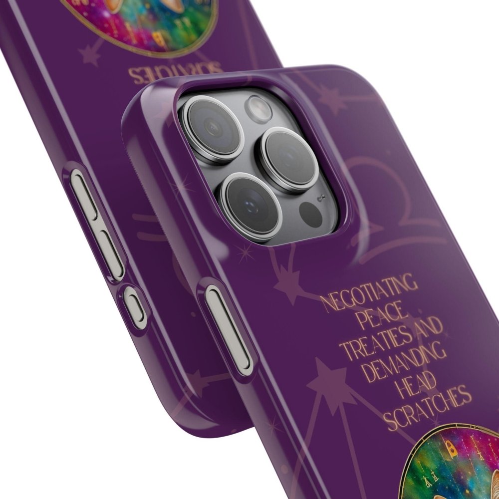 Funny Astrology Cat Phone Case – “Peace Treaties & Head Scratches” – Cosmic Cat Lover Gift - Love From Snowy Shop