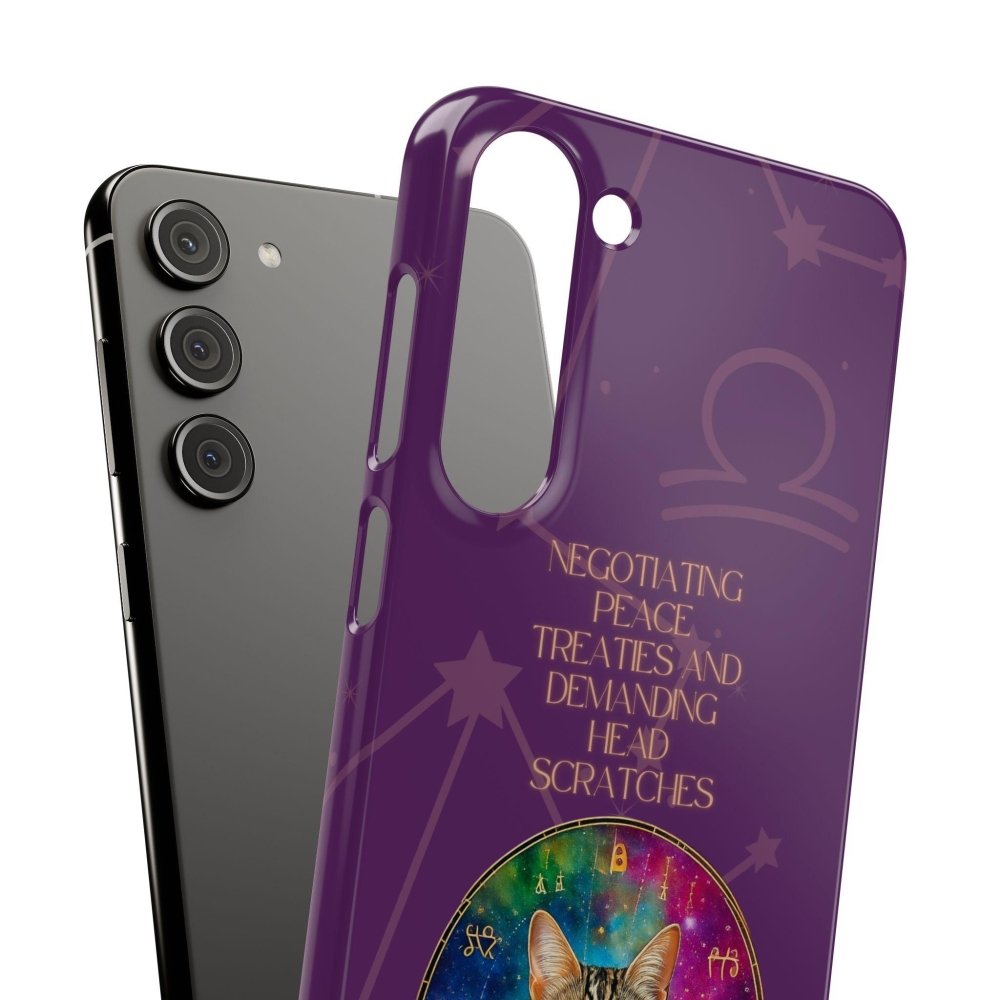 Funny Astrology Cat Phone Case – “Peace Treaties & Head Scratches” – Cosmic Cat Lover Gift - Love From Snowy Shop