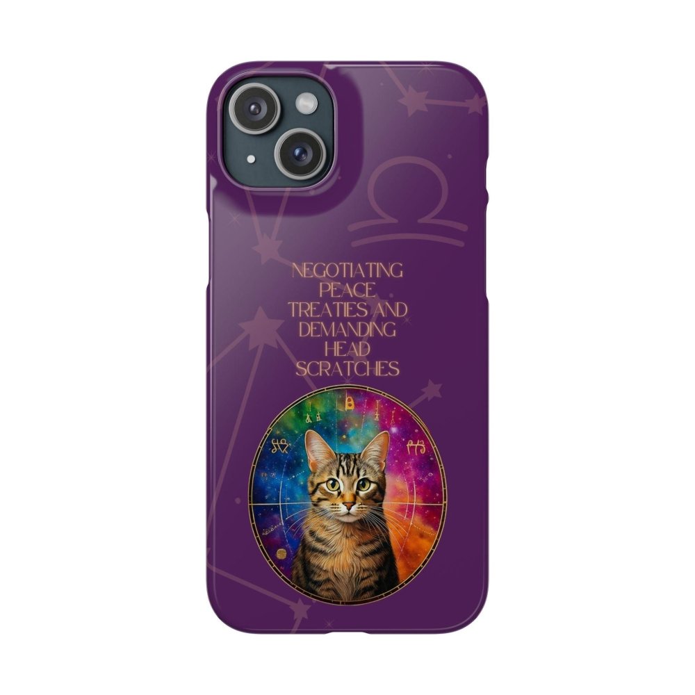 Funny Astrology Cat Phone Case – “Peace Treaties & Head Scratches” – Cosmic Cat Lover Gift - Love From Snowy Shop