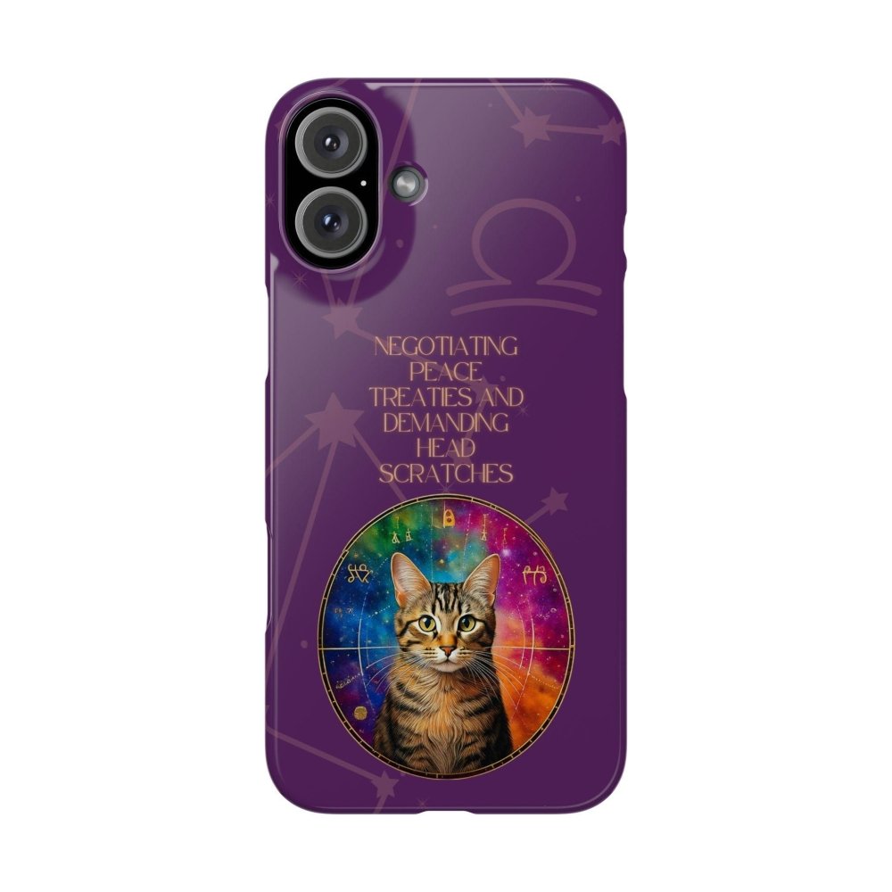 Funny Astrology Cat Phone Case – “Peace Treaties & Head Scratches” – Cosmic Cat Lover Gift - Love From Snowy Shop
