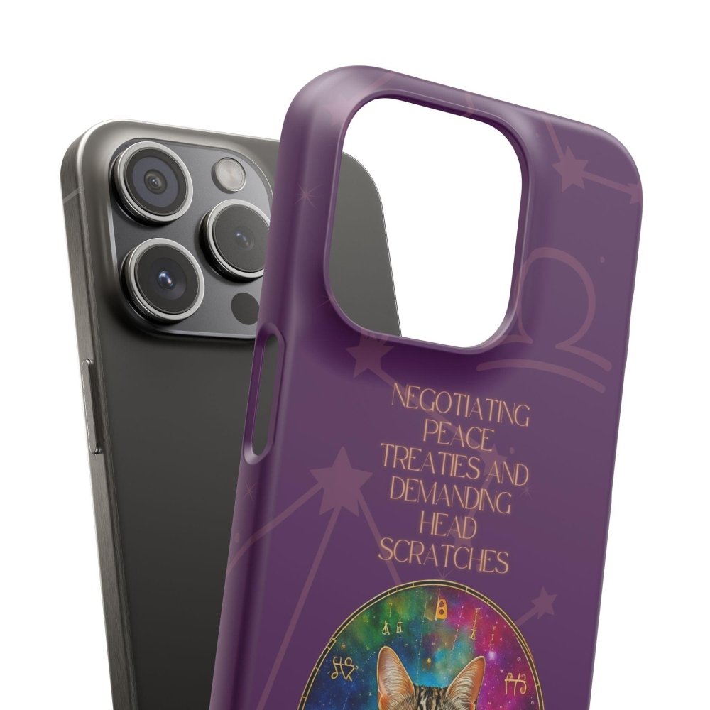 Funny Astrology Cat Phone Case – “Peace Treaties & Head Scratches” – Cosmic Cat Lover Gift - Love From Snowy Shop