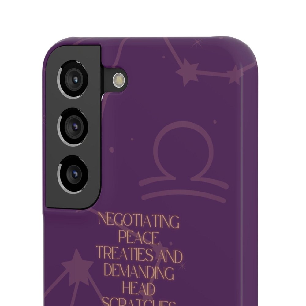 Funny Astrology Cat Phone Case – “Peace Treaties & Head Scratches” – Cosmic Cat Lover Gift - Love From Snowy Shop