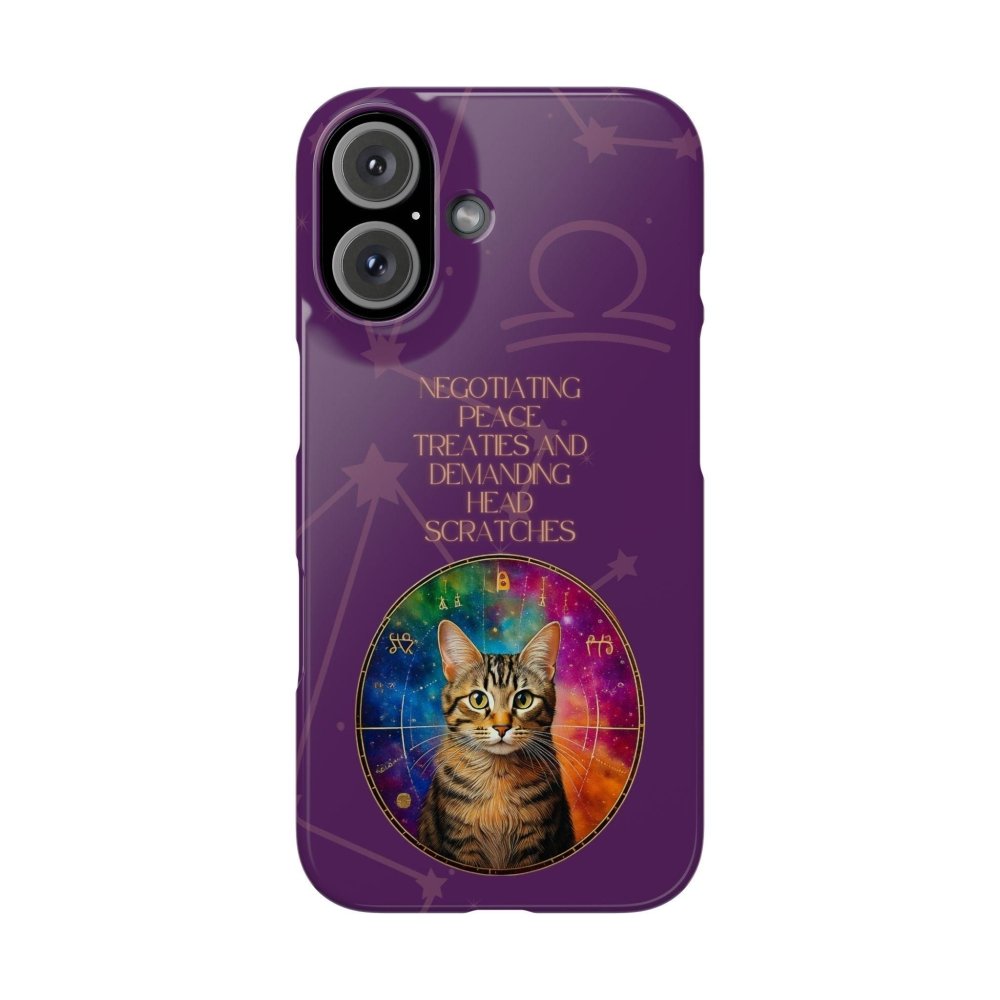 Funny Astrology Cat Phone Case – “Peace Treaties & Head Scratches” – Cosmic Cat Lover Gift - Love From Snowy Shop