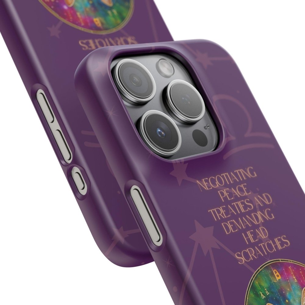 Funny Astrology Cat Phone Case – “Peace Treaties & Head Scratches” – Cosmic Cat Lover Gift - Love From Snowy Shop