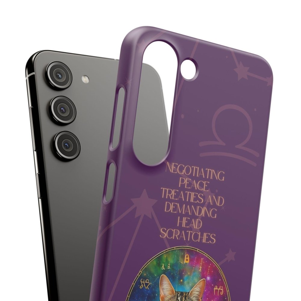 Funny Astrology Cat Phone Case – “Peace Treaties & Head Scratches” – Cosmic Cat Lover Gift - Love From Snowy Shop