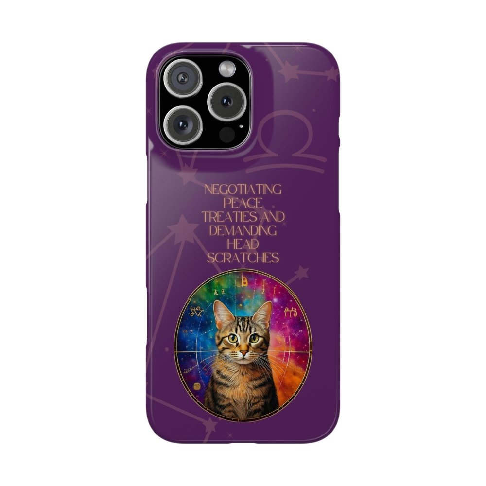 Funny Astrology Cat Phone Case – “Peace Treaties & Head Scratches” – Cosmic Cat Lover Gift - Love From Snowy Shop