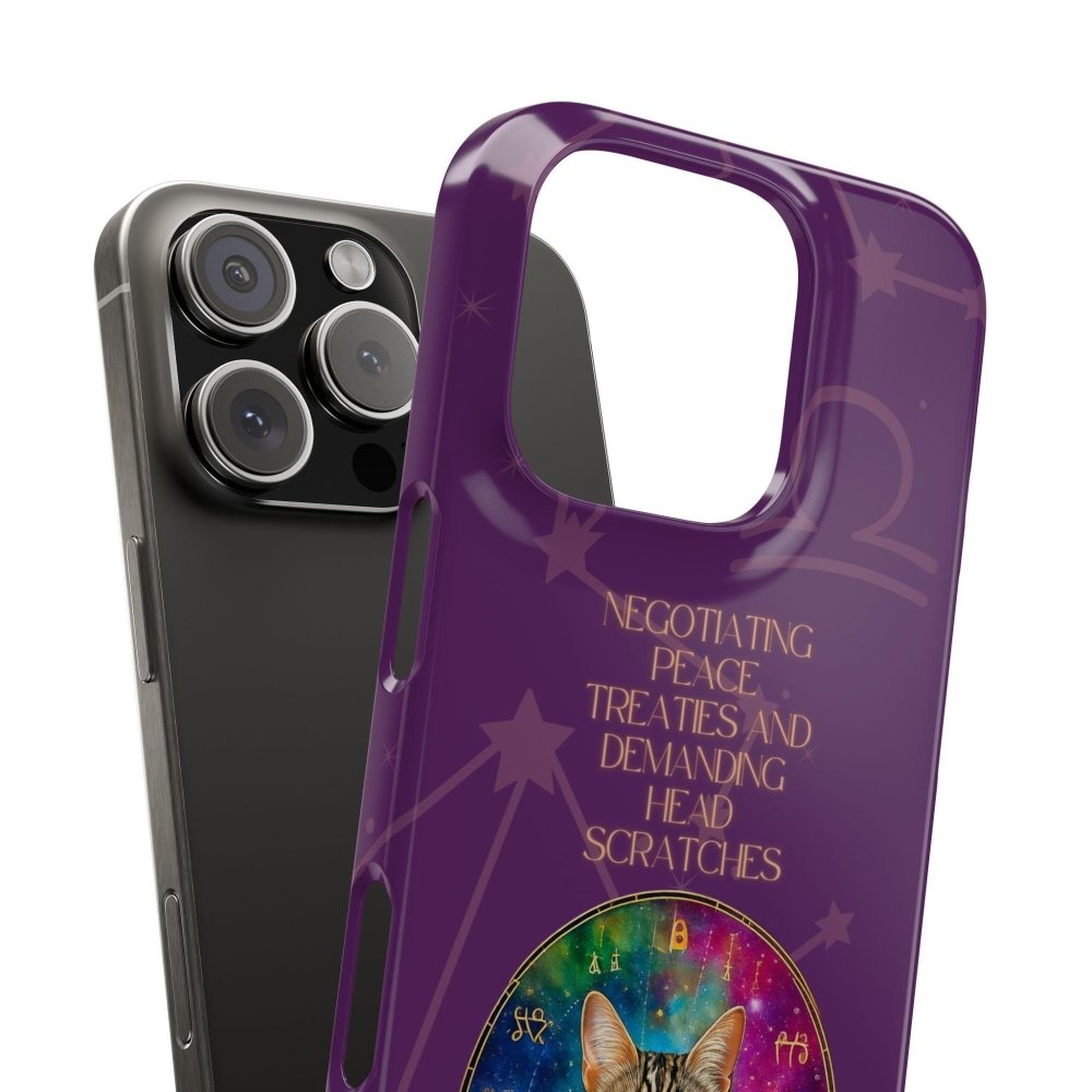 Funny Astrology Cat Phone Case – “Peace Treaties & Head Scratches” – Cosmic Cat Lover Gift - Love From Snowy Shop