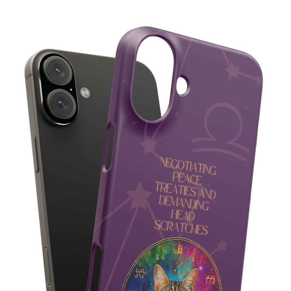 Funny Astrology Cat Phone Case – “Peace Treaties & Head Scratches” – Cosmic Cat Lover Gift - Love From Snowy Shop