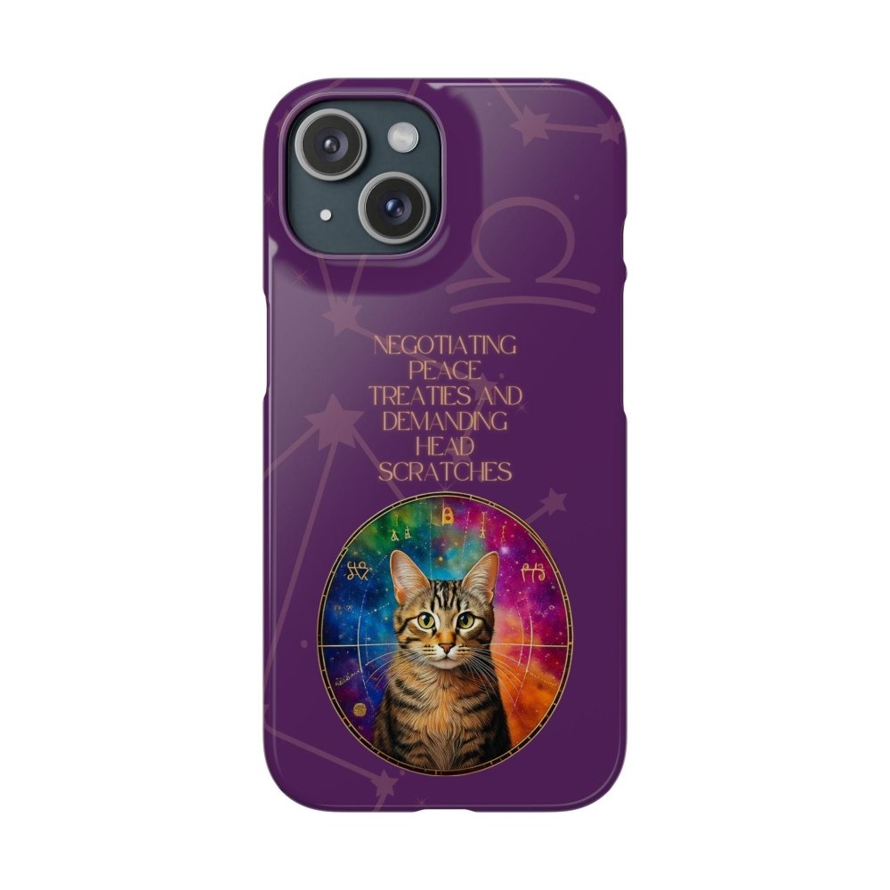 Funny Astrology Cat Phone Case – “Peace Treaties & Head Scratches” – Cosmic Cat Lover Gift - Love From Snowy Shop