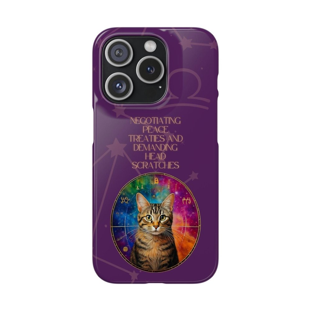 Funny Astrology Cat Phone Case – “Peace Treaties & Head Scratches” – Cosmic Cat Lover Gift - Love From Snowy Shop