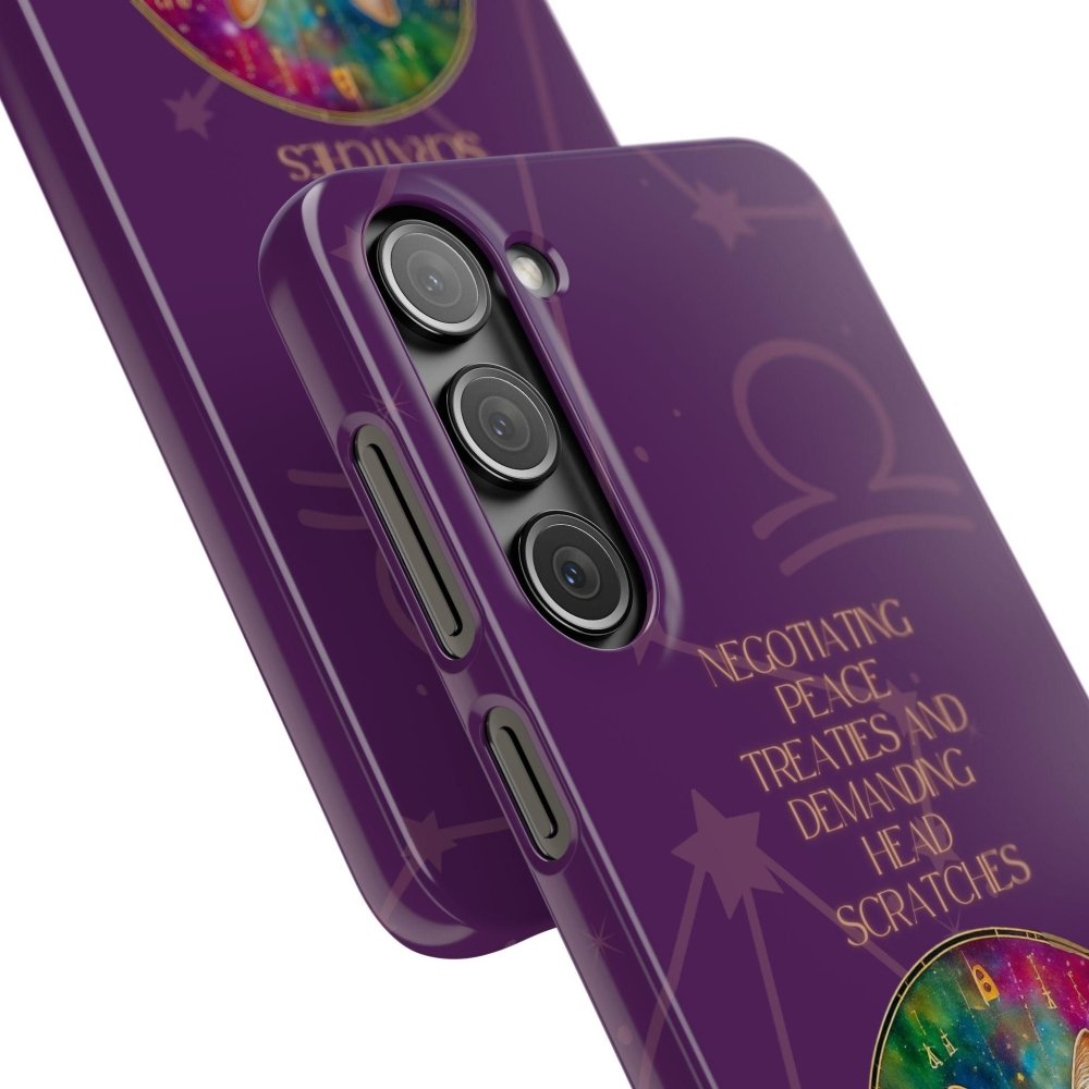 Funny Astrology Cat Phone Case – “Peace Treaties & Head Scratches” – Cosmic Cat Lover Gift - Love From Snowy Shop