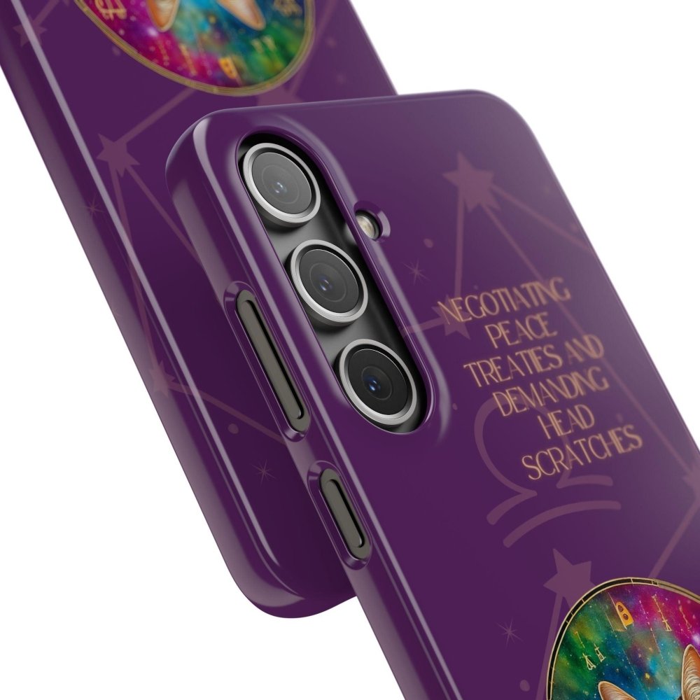 Funny Astrology Cat Phone Case – “Peace Treaties & Head Scratches” – Cosmic Cat Lover Gift - Love From Snowy Shop