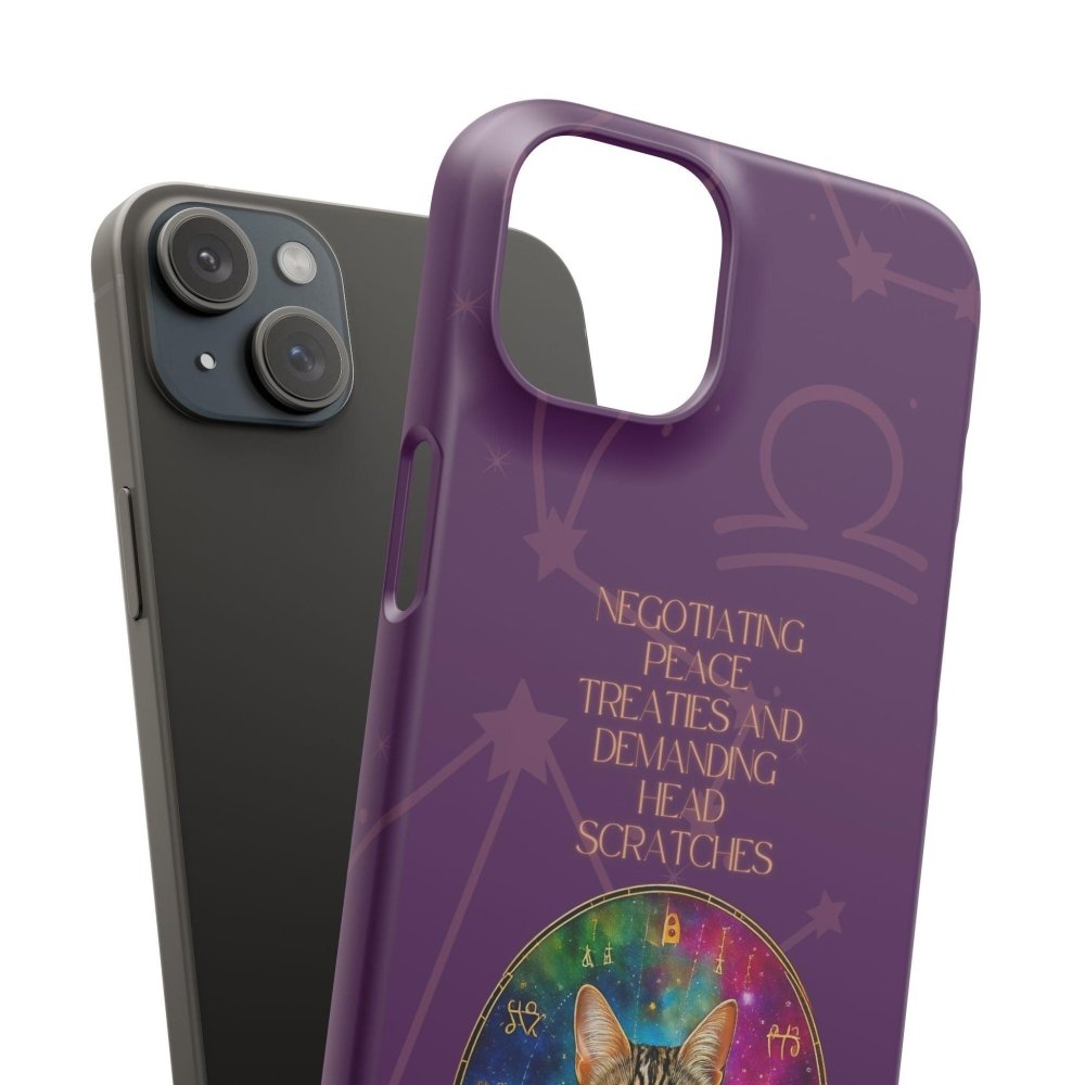 Funny Astrology Cat Phone Case – “Peace Treaties & Head Scratches” – Cosmic Cat Lover Gift - Love From Snowy Shop