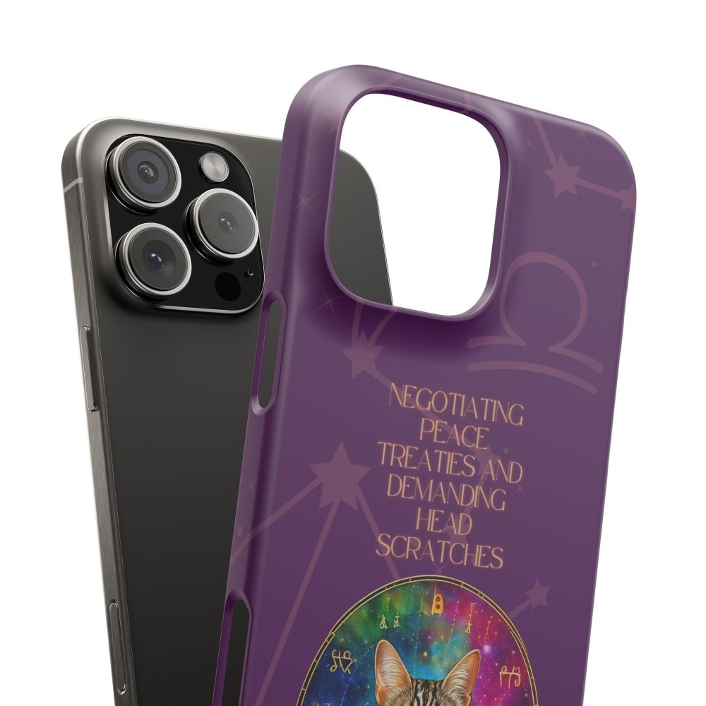 Funny Astrology Cat Phone Case – “Peace Treaties & Head Scratches” – Cosmic Cat Lover Gift - Love From Snowy Shop