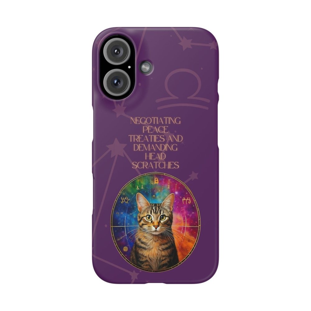 Funny Astrology Cat Phone Case – “Peace Treaties & Head Scratches” – Cosmic Cat Lover Gift - Love From Snowy Shop