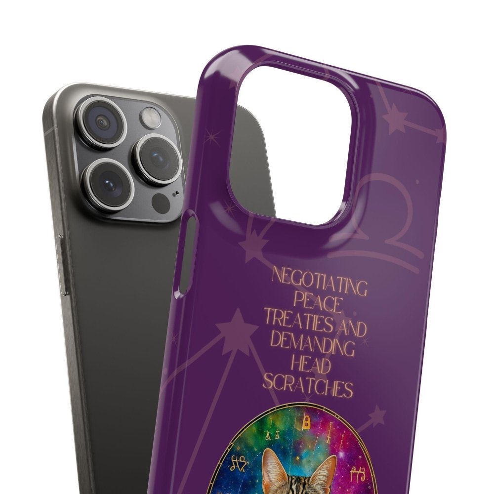 Funny Astrology Cat Phone Case – “Peace Treaties & Head Scratches” – Cosmic Cat Lover Gift - Love From Snowy Shop