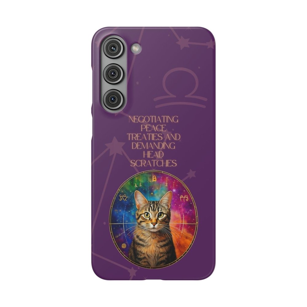 Funny Astrology Cat Phone Case – “Peace Treaties & Head Scratches” – Cosmic Cat Lover Gift - Love From Snowy Shop