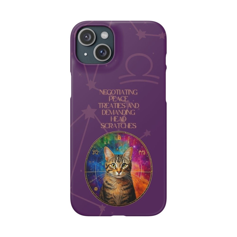 Funny Astrology Cat Phone Case – “Peace Treaties & Head Scratches” – Cosmic Cat Lover Gift - Love From Snowy Shop