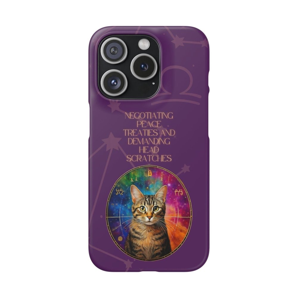 Funny Astrology Cat Phone Case – “Peace Treaties & Head Scratches” – Cosmic Cat Lover Gift - Love From Snowy Shop