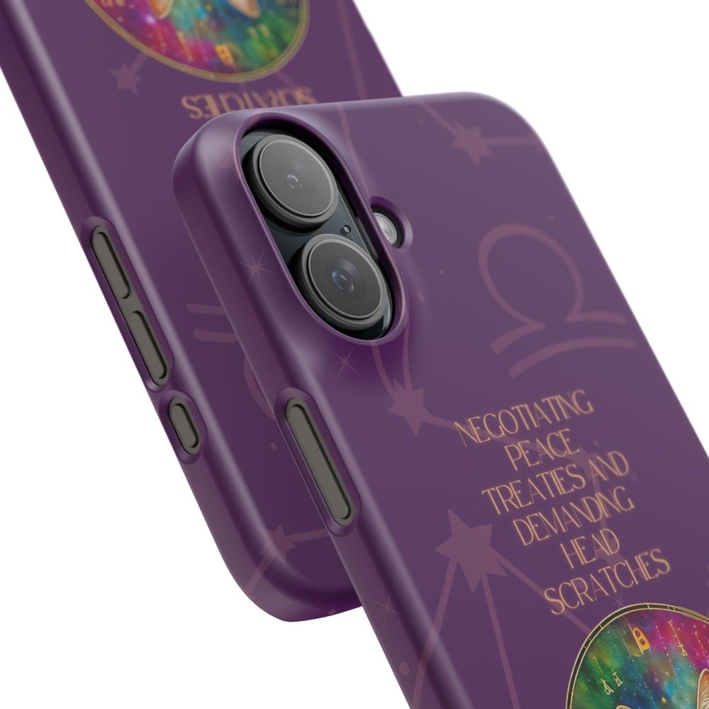 Funny Astrology Cat Phone Case – “Peace Treaties & Head Scratches” – Cosmic Cat Lover Gift - Love From Snowy Shop