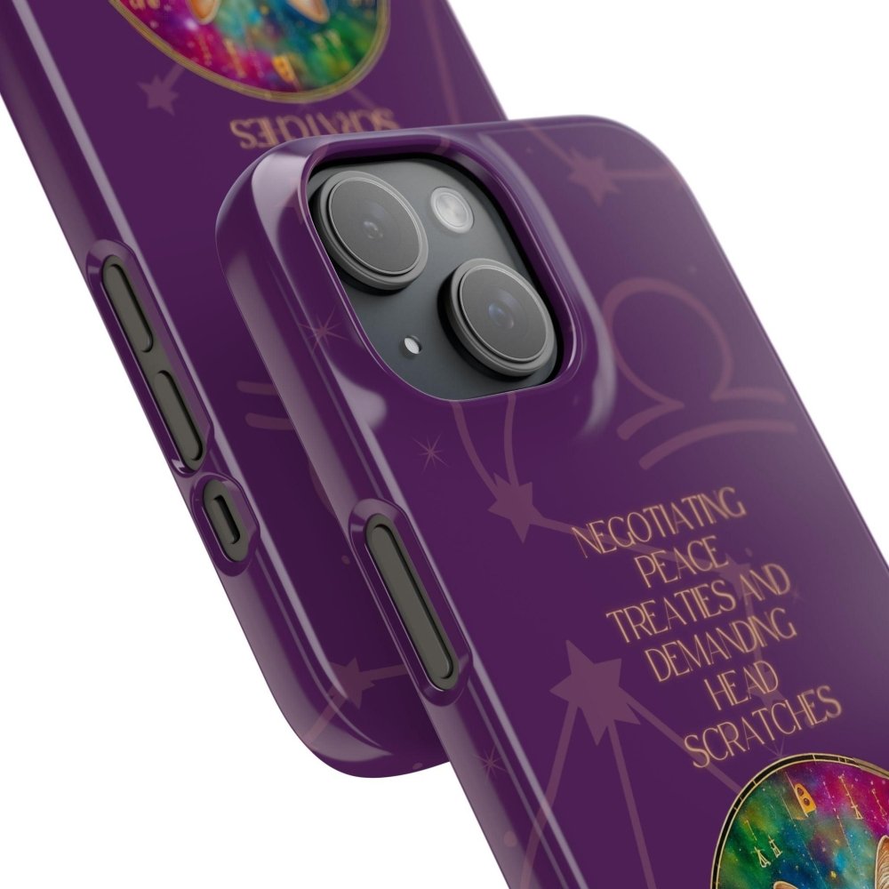 Funny Astrology Cat Phone Case – “Peace Treaties & Head Scratches” – Cosmic Cat Lover Gift - Love From Snowy Shop