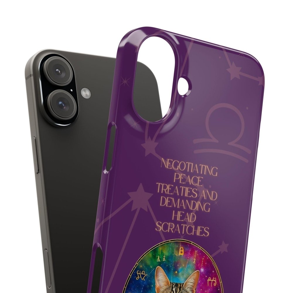 Funny Astrology Cat Phone Case – “Peace Treaties & Head Scratches” – Cosmic Cat Lover Gift - Love From Snowy Shop