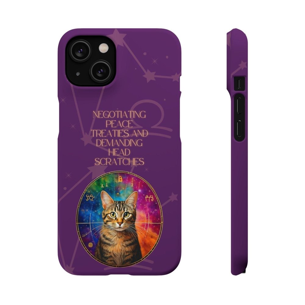 Funny Astrology Cat Phone Case – “Peace Treaties & Head Scratches” – Cosmic Cat Lover Gift - Love From Snowy Shop