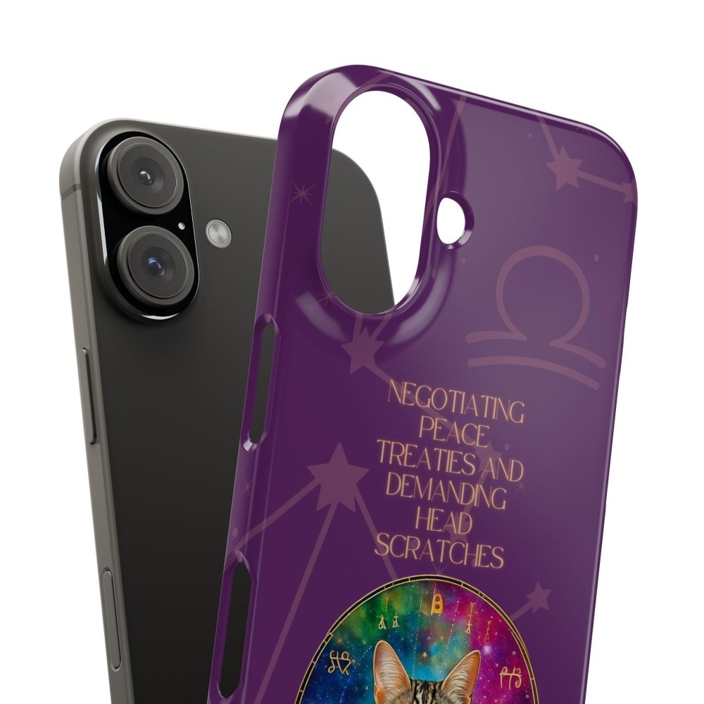 Funny Astrology Cat Phone Case – “Peace Treaties & Head Scratches” – Cosmic Cat Lover Gift - Love From Snowy Shop