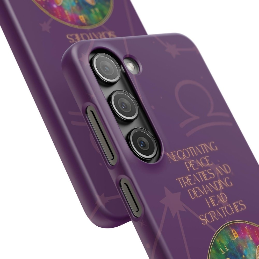 Funny Astrology Cat Phone Case – “Peace Treaties & Head Scratches” – Cosmic Cat Lover Gift - Love From Snowy Shop
