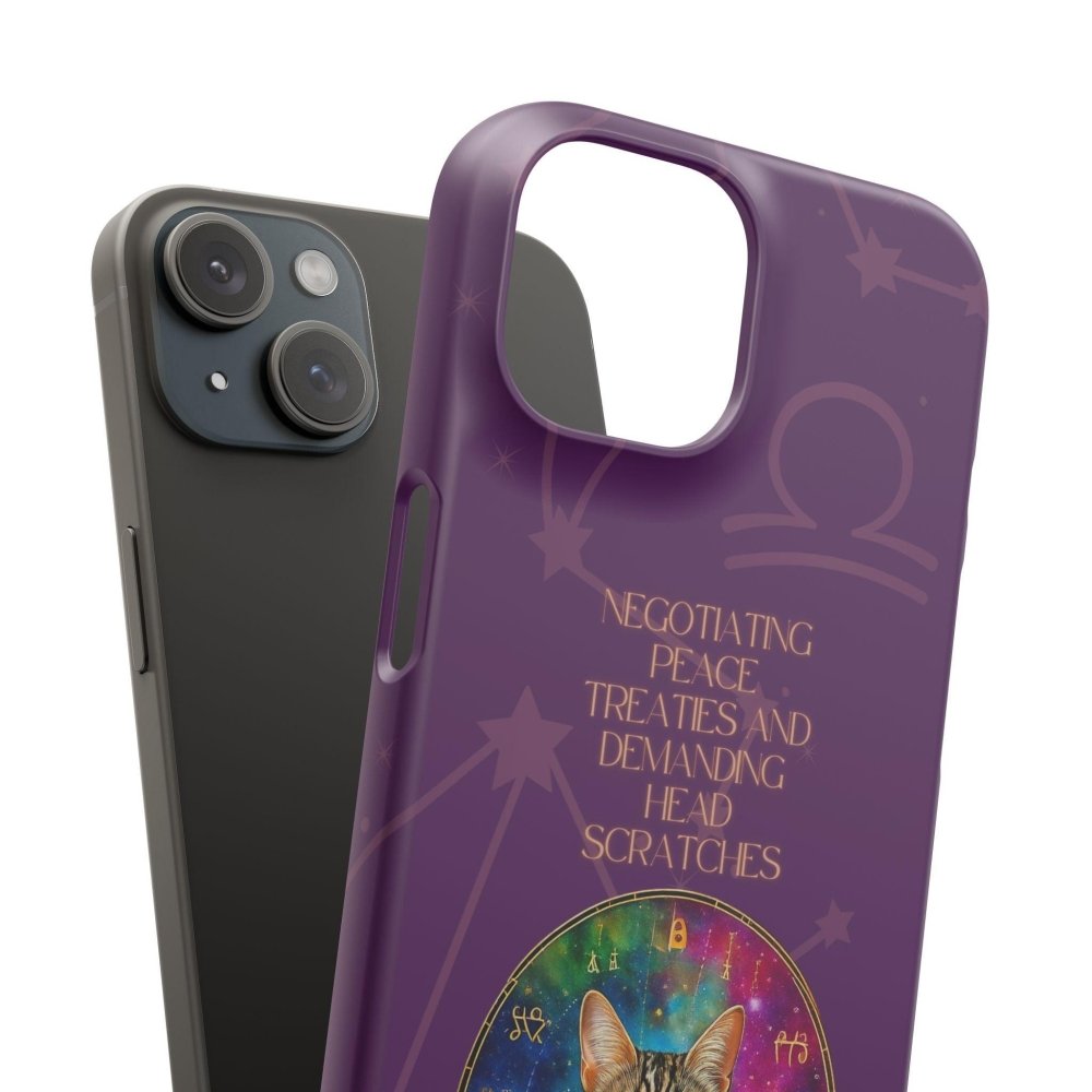 Funny Astrology Cat Phone Case – “Peace Treaties & Head Scratches” – Cosmic Cat Lover Gift - Love From Snowy Shop