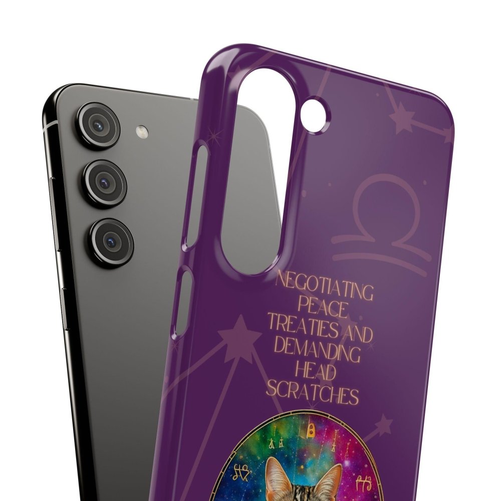 Funny Astrology Cat Phone Case – “Peace Treaties & Head Scratches” – Cosmic Cat Lover Gift - Love From Snowy Shop