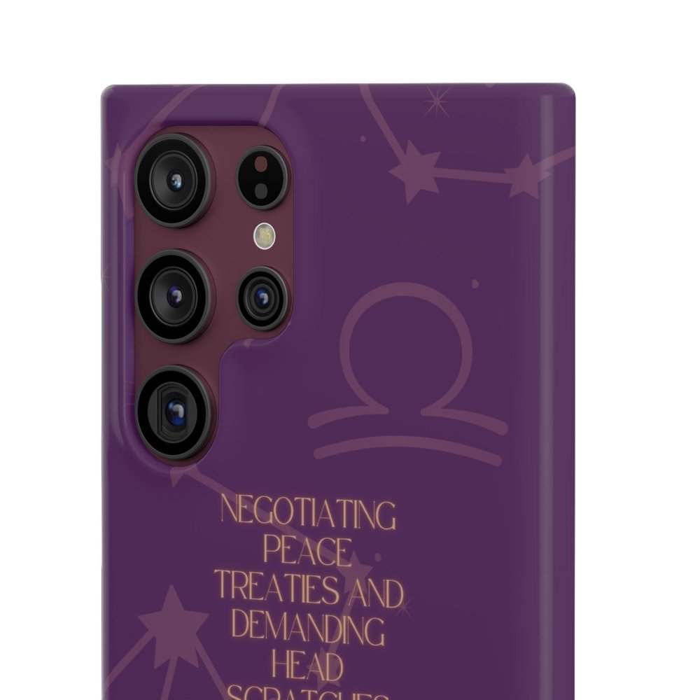 Funny Astrology Cat Phone Case – “Peace Treaties & Head Scratches” – Cosmic Cat Lover Gift - Love From Snowy Shop