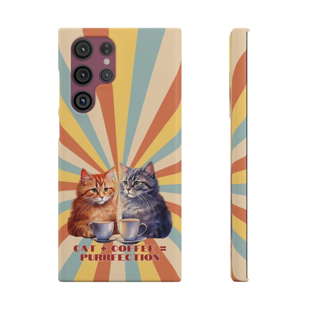 Funny Cat Coffee Phone Case - Cat+Coffee=Purrfection - Cute Gift for Cat & Coffee Fans - Love From Snowy Shop