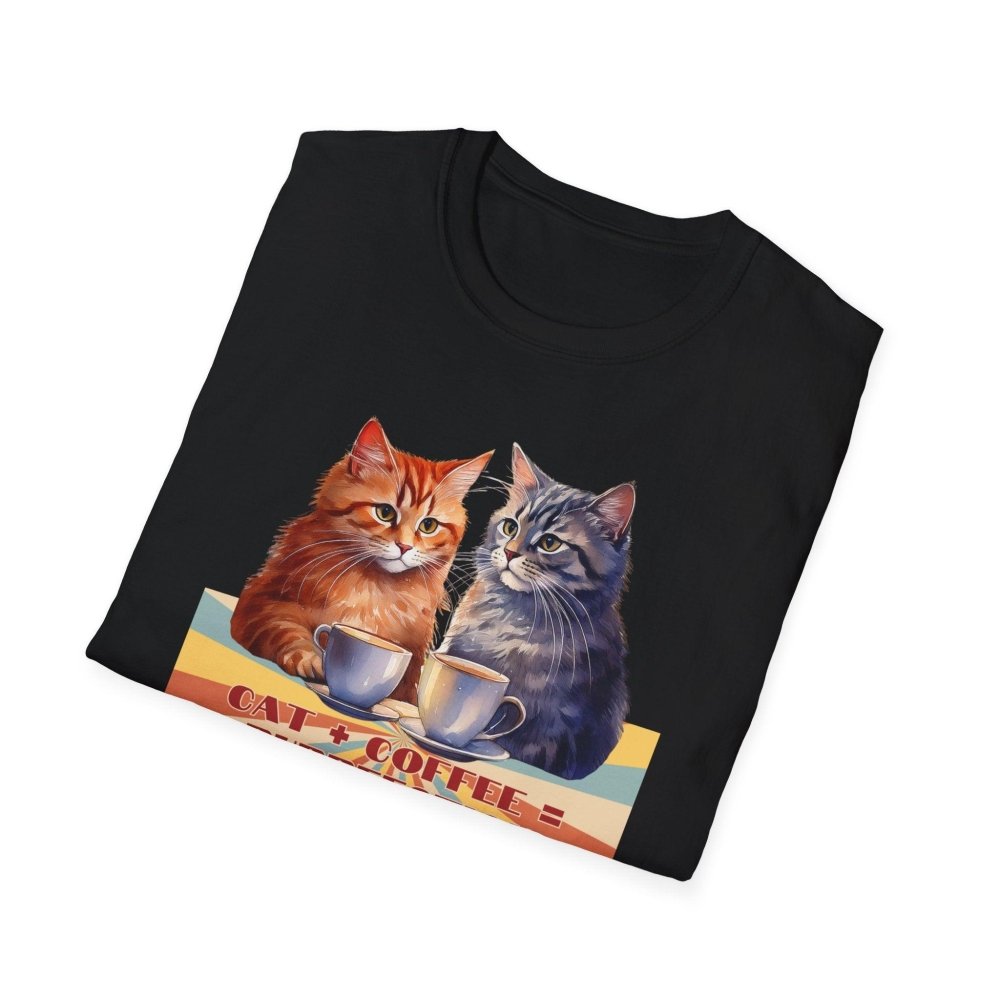 Funny Cat Coffee T-Shirt - Cat+Coffee=Purrfection - Cozy Gift Tee for Cat Lovers & Caffeine Addicts - Love From Snowy Shop
