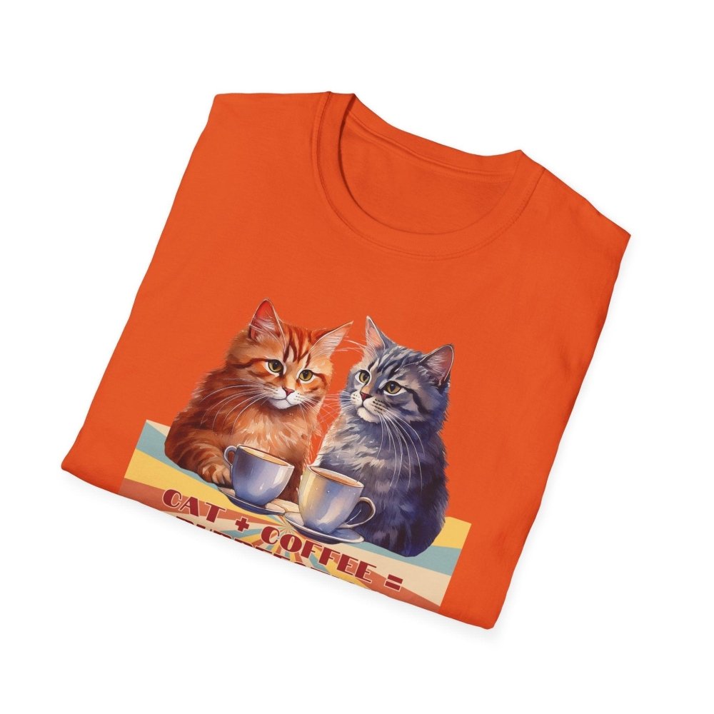 Funny Cat Coffee T-Shirt - Cat+Coffee=Purrfection - Cozy Gift Tee for Cat Lovers & Caffeine Addicts - Love From Snowy Shop