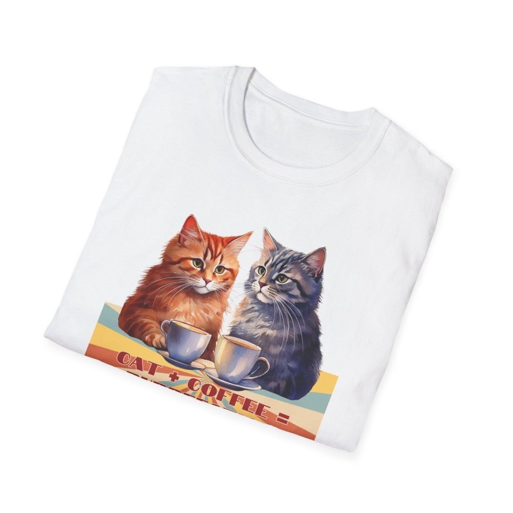Funny Cat Coffee T-Shirt - Cat+Coffee=Purrfection - Cozy Gift Tee for Cat Lovers & Caffeine Addicts - Love From Snowy Shop