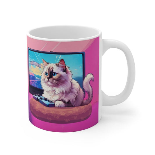 Gamer Cat Mug – FortMeow Coffee Cup – Funny Battle Gamer Gift for Cat Lovers - Love From Snowy Shop