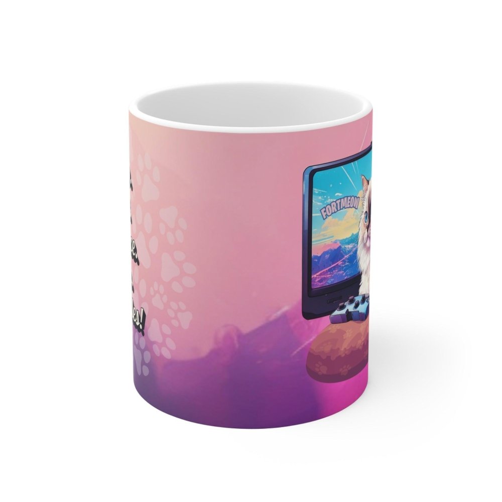 Gamer Cat Mug – FortMeow Coffee Cup – Funny Battle Gamer Gift for Cat Lovers - Love From Snowy Shop