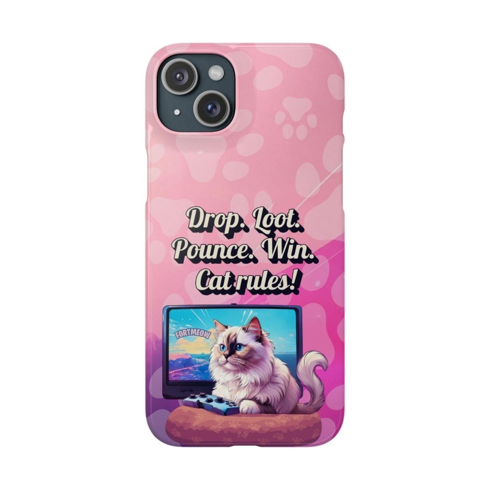 Gamer Cat Phone Case – FortMeow Style Cat Gamer Cover – Funny Gift for Streamers - Love From Snowy Shop