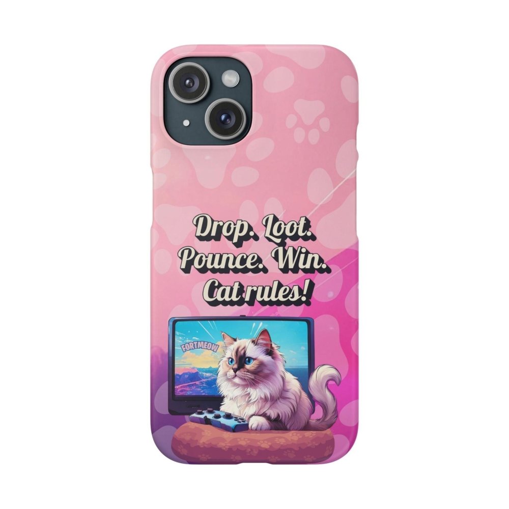 Gamer Cat Phone Case – FortMeow Style Cat Gamer Cover – Funny Gift for Streamers - Love From Snowy Shop