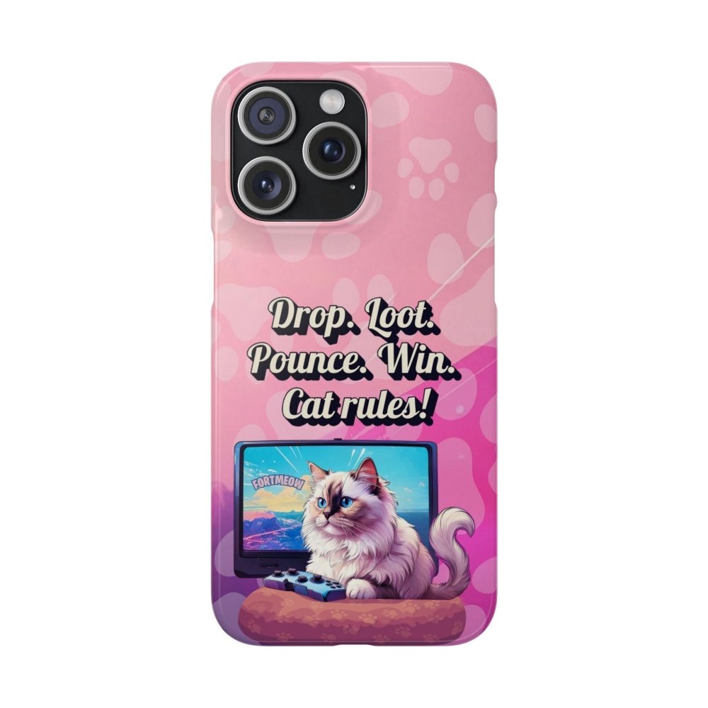 Gamer Cat Phone Case – FortMeow Style Cat Gamer Cover – Funny Gift for Streamers - Love From Snowy Shop