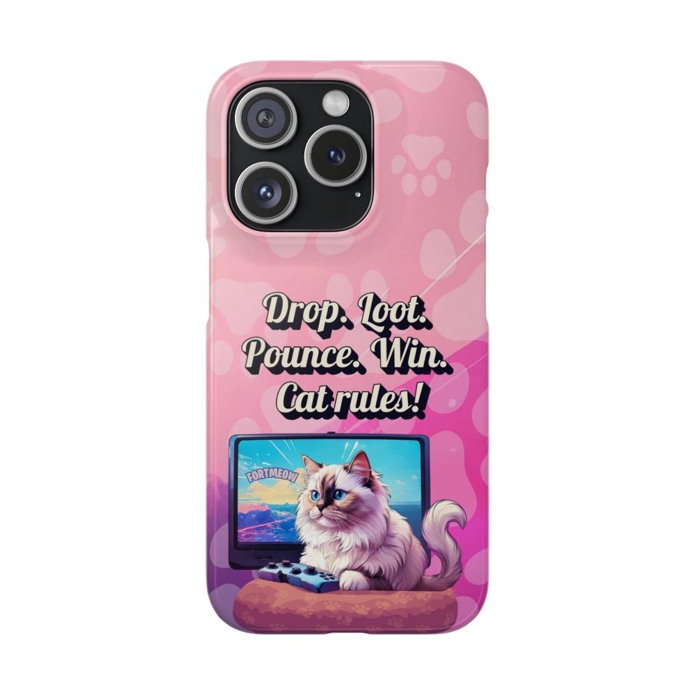 Gamer Cat Phone Case – FortMeow Style Cat Gamer Cover – Funny Gift for Streamers - Love From Snowy Shop