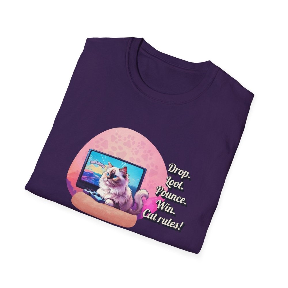 Gamer Cat T-Shirt – Funny “FortMeow” Battle Drop Tee – Cat Lover Gift for Gamers - Love From Snowy Shop