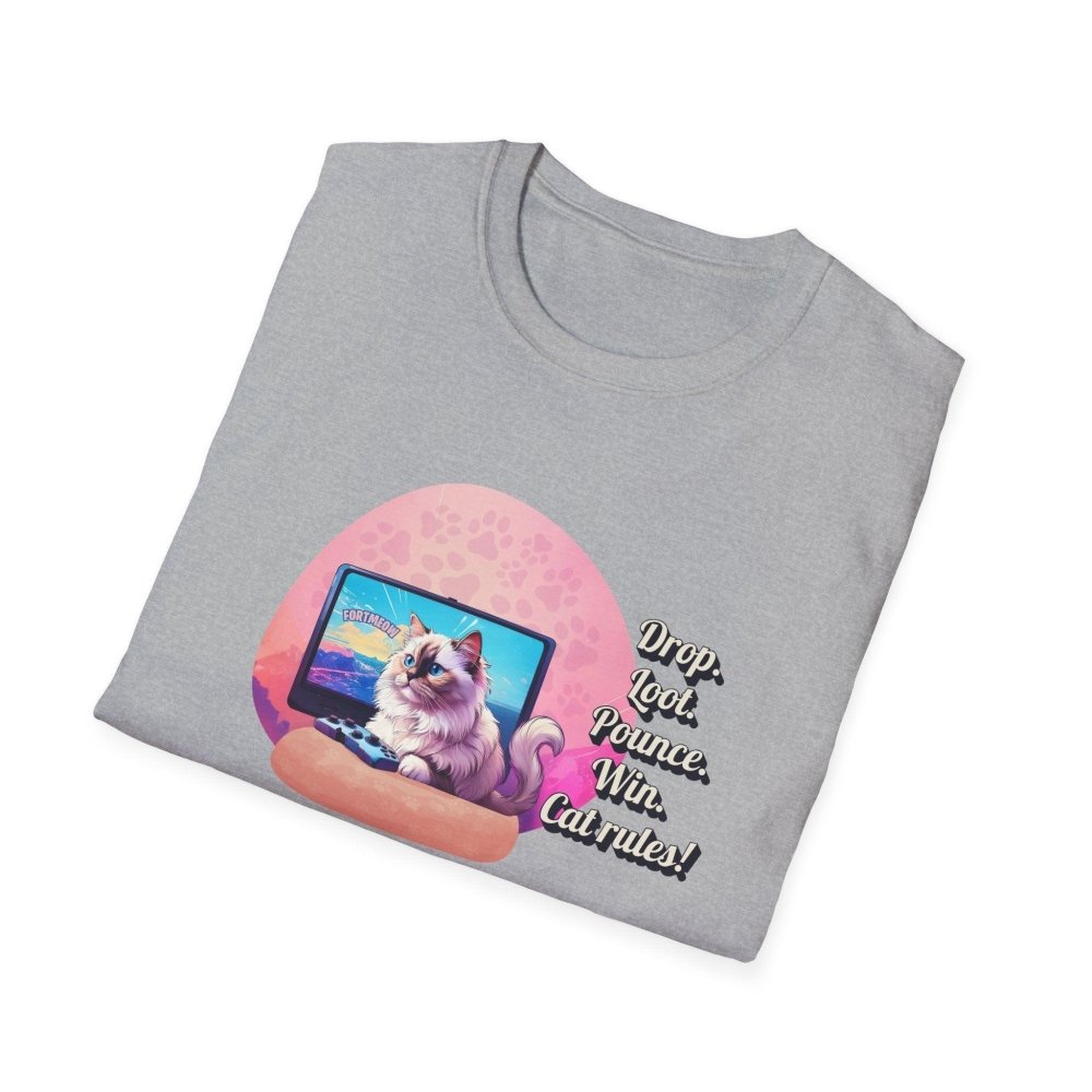 Gamer Cat T-Shirt – Funny “FortMeow” Battle Drop Tee – Cat Lover Gift for Gamers - Love From Snowy Shop
