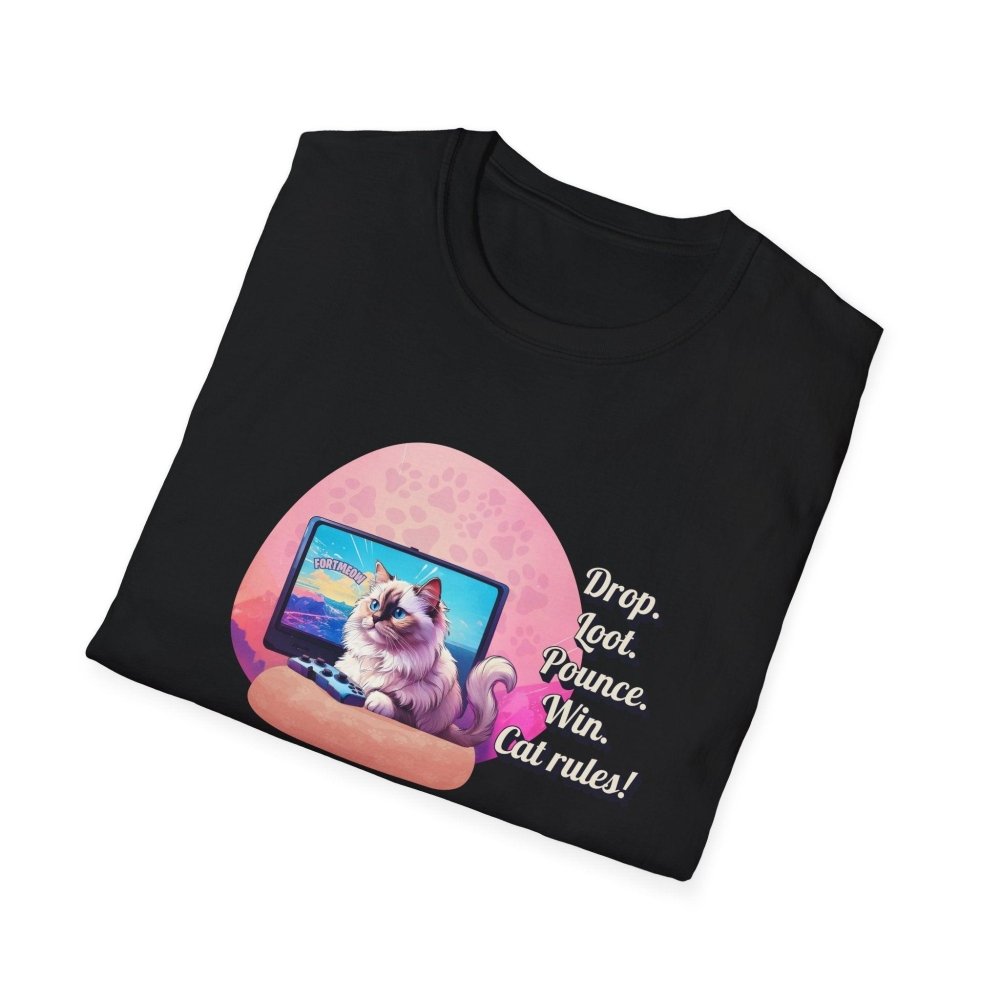 Gamer Cat T-Shirt – Funny “FortMeow” Battle Drop Tee – Cat Lover Gift for Gamers - Love From Snowy Shop