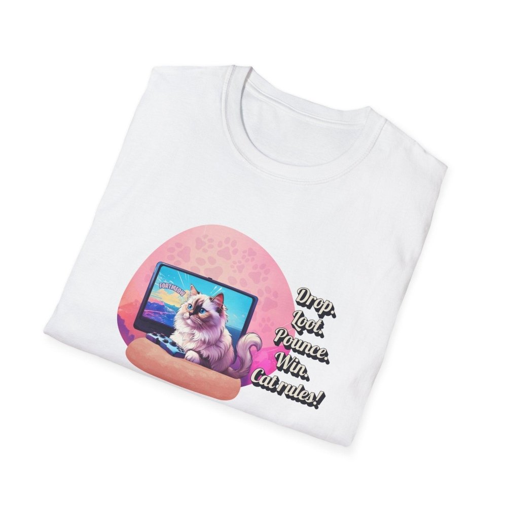 Gamer Cat T-Shirt – Funny “FortMeow” Battle Drop Tee – Cat Lover Gift for Gamers - Love From Snowy Shop