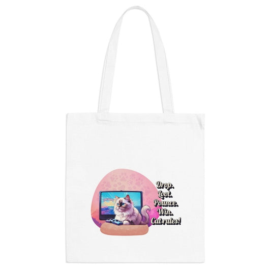 Gamer Cat Tote Bag – “FortMeow” Battle Bag – Funny Gift for Gamers & Cat Moms - Love From Snowy Shop